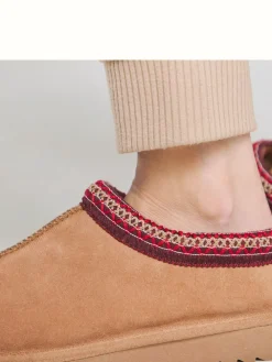 Discount Simply Be Brown Wide Fit Wide Fit Embriodery Full Mules Brown Slippers