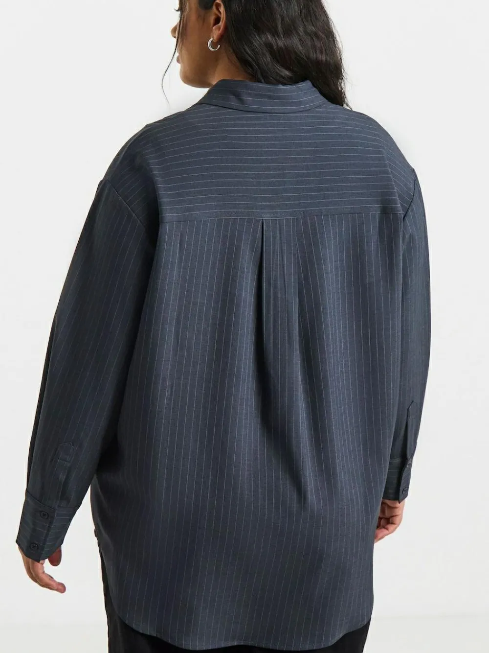 Discount Simply Be Grey Oversized Pinstripe Shirt