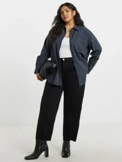 Discount Simply Be Grey Oversized Pinstripe Shirt
