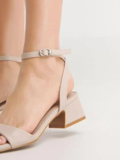 Simply Be Barely There on Low Block Heels in Extra Wide Fit^Women Heels