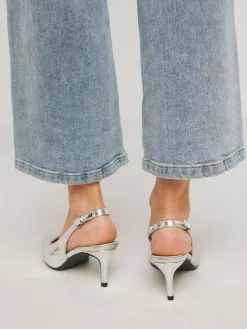 Best Simply Be Extra Wide Fit Slingback Court Shoes Silver