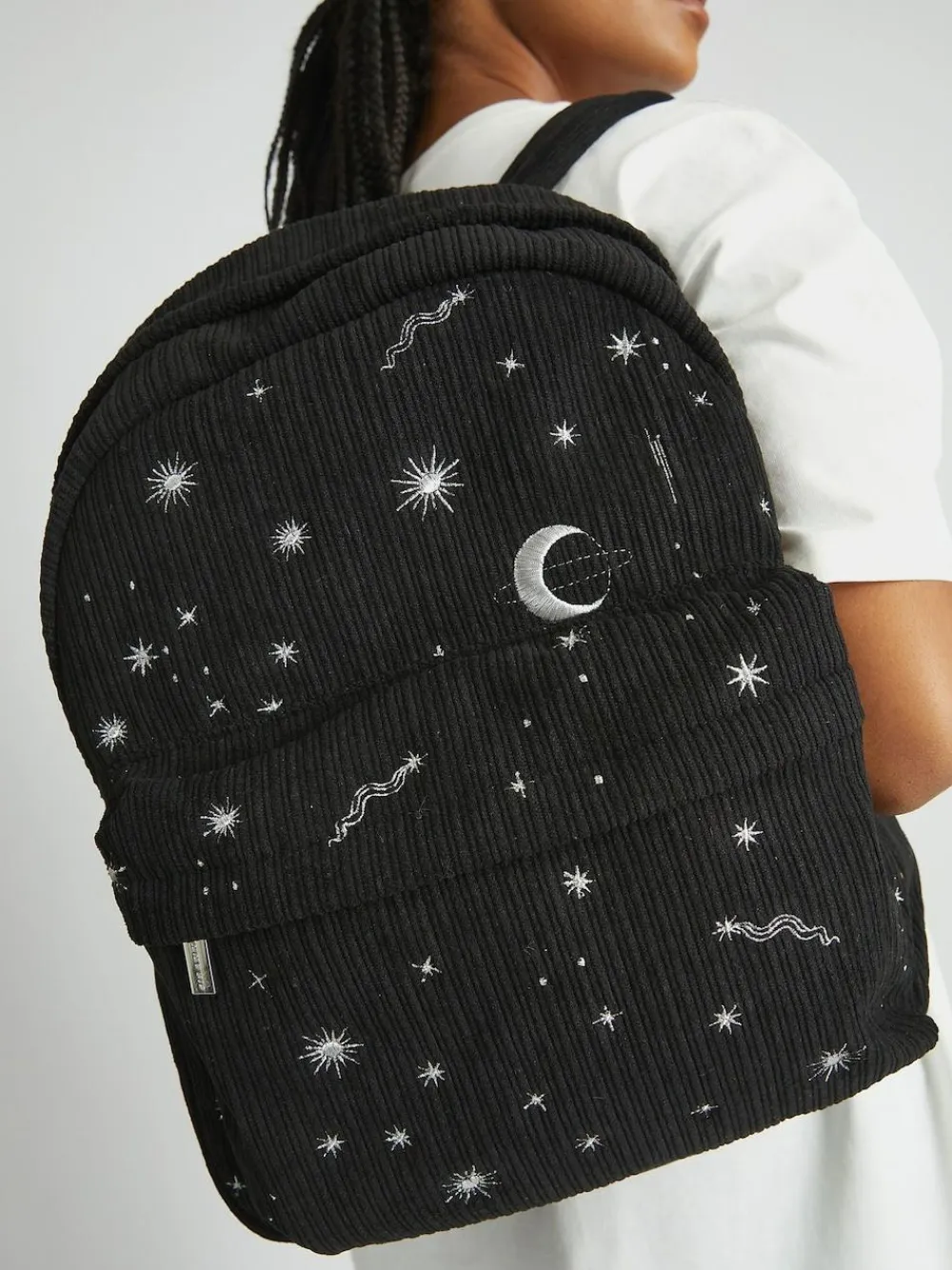 Hot Skinnydip Black Celestial Silver Cord Backpack