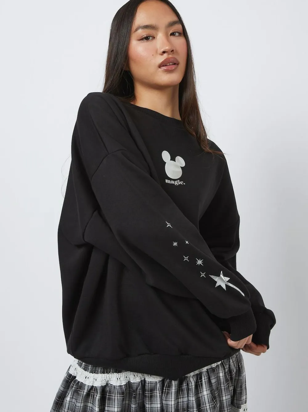 Discount Skinnydip Black Disney Silver Foil Castle Sweatshirt