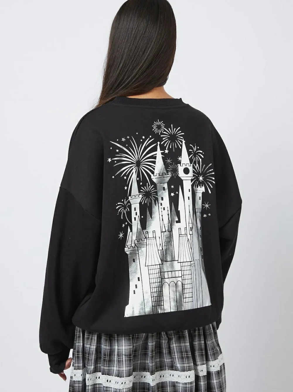 Discount Skinnydip Black Disney Silver Foil Castle Sweatshirt