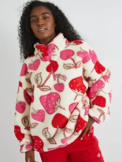Online Skinnydip White Cherry and Strawberry Longline Fleece