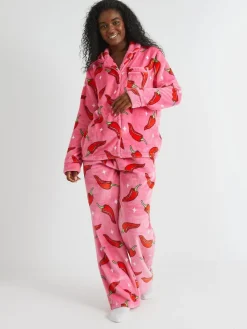 Skinnydip White Chilli Sparkle Twosie Fleece Pyjamas Set^Women Pyjamas