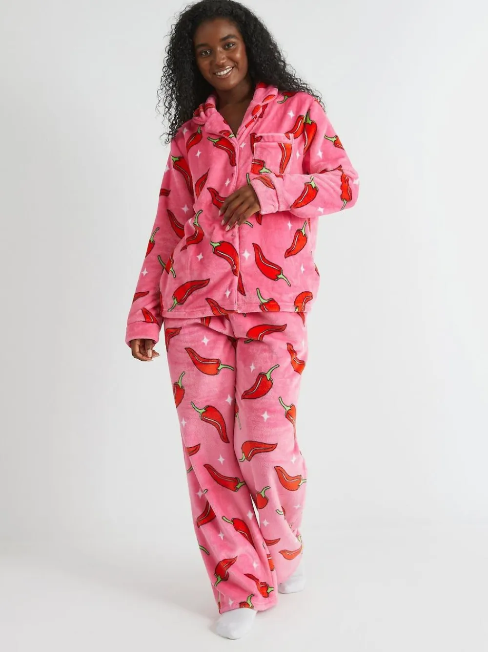 Skinnydip White Chilli Sparkle Twosie Fleece Pyjamas Set^Women Pyjamas