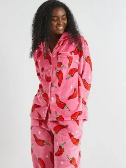 Skinnydip White Chilli Sparkle Twosie Fleece Pyjamas Set^Women Pyjamas