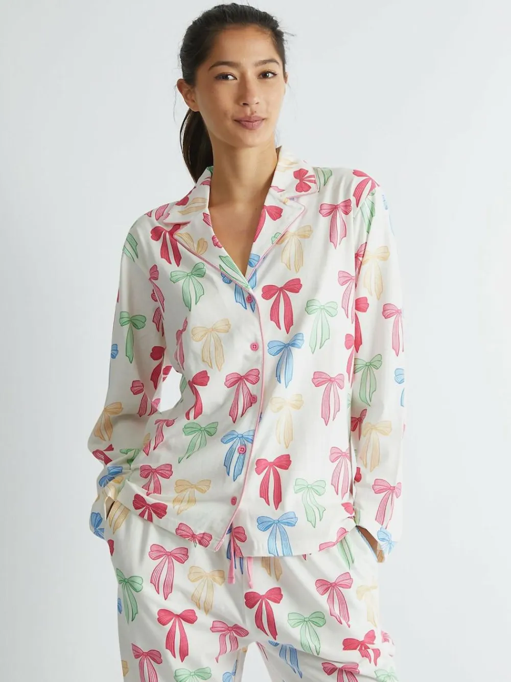 Skinnydip White Multicolour Bow Pyjama Set^Women Pyjamas