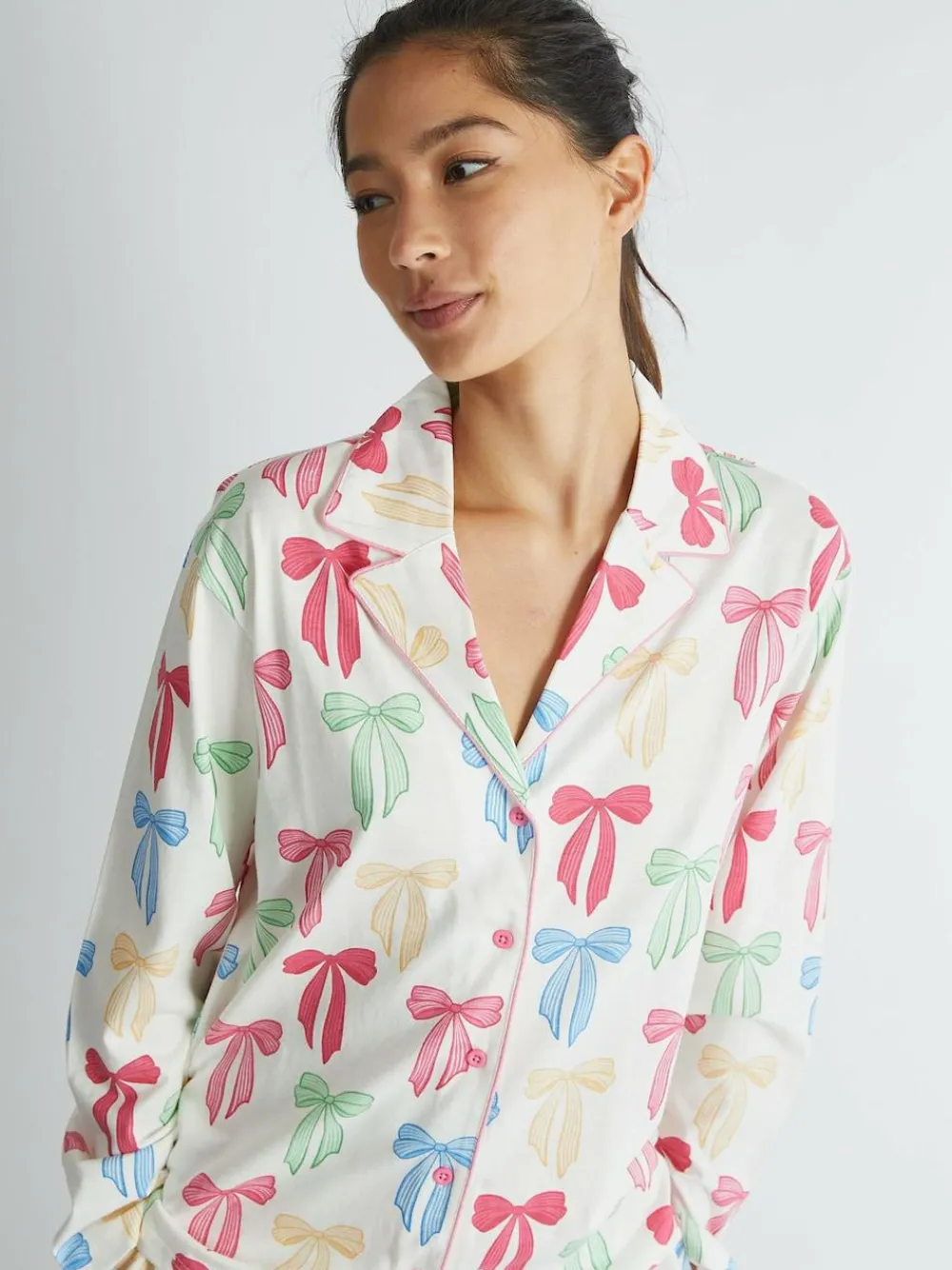 Skinnydip White Multicolour Bow Pyjama Set^Women Pyjamas