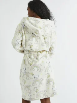 Outlet Skinnydip White Peanuts x Snoopy Rainbow Print Dressing Robe