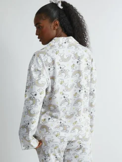 Skinnydip White Peanuts x Snoopy Rainbow Print Pyjama Set in Ecru^Women Pyjamas