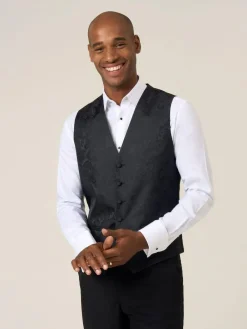 Skopes Party Paisley Waistcoat Black