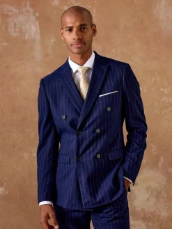 Skopes Blue Declan Suit Slim Fit Pinstripe Double Breasted Jacket^ Suits & Tuxedos|Blue Suits