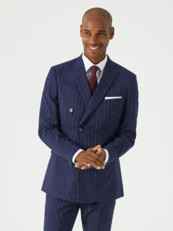 Skopes Blue Declan Suit Slim Fit Pinstripe Double Breasted Jacket^ Suits & Tuxedos|Blue Suits