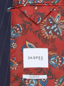 Skopes Blue Declan Suit Slim Fit Pinstripe Double Breasted Jacket^ Suits & Tuxedos|Blue Suits