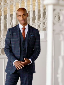 Skopes Blue Doyle Tweed Tailored Wool Blend Suit: Jacket^ Blazers & Formal Jackets|Blue Suits