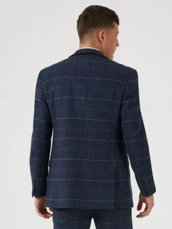 Skopes Blue Doyle Tweed Tailored Wool Blend Suit: Jacket^ Blazers & Formal Jackets|Blue Suits