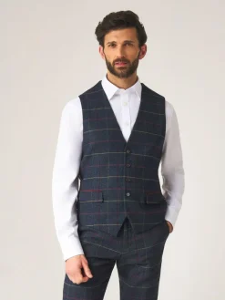 Online Skopes Blue Doyle Tweed Wool Blend Tailored Fit Suit Waistcoat