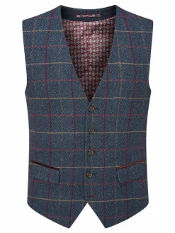 Online Skopes Blue Doyle Tweed Wool Blend Tailored Fit Suit Waistcoat