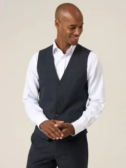 Online Skopes Elijah Suit Check Waistcoat Blue