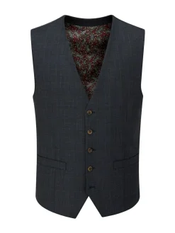 Online Skopes Elijah Suit Check Waistcoat Blue