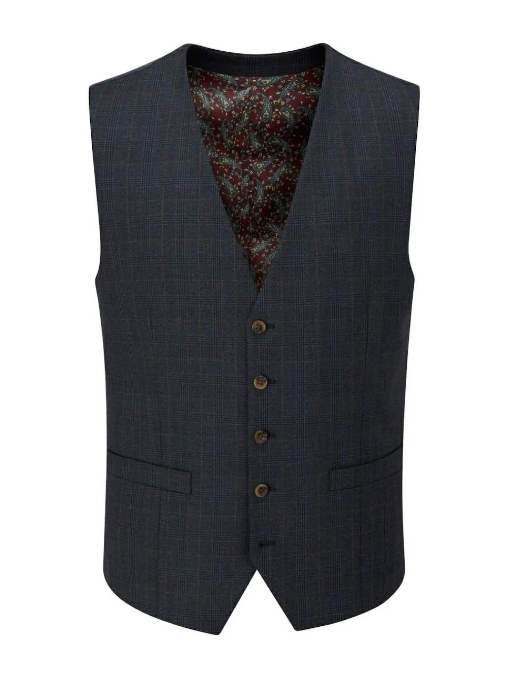 Online Skopes Elijah Suit Check Waistcoat Blue