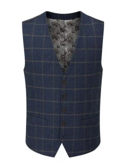 Discount Skopes Blue Meredith Suit Waistcoat Windowpane Check