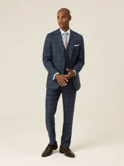 Skopes Blue Meredith Tailored Fit Suit Jacket Windowpane Check^ Blue Suits|Suits & Tuxedos