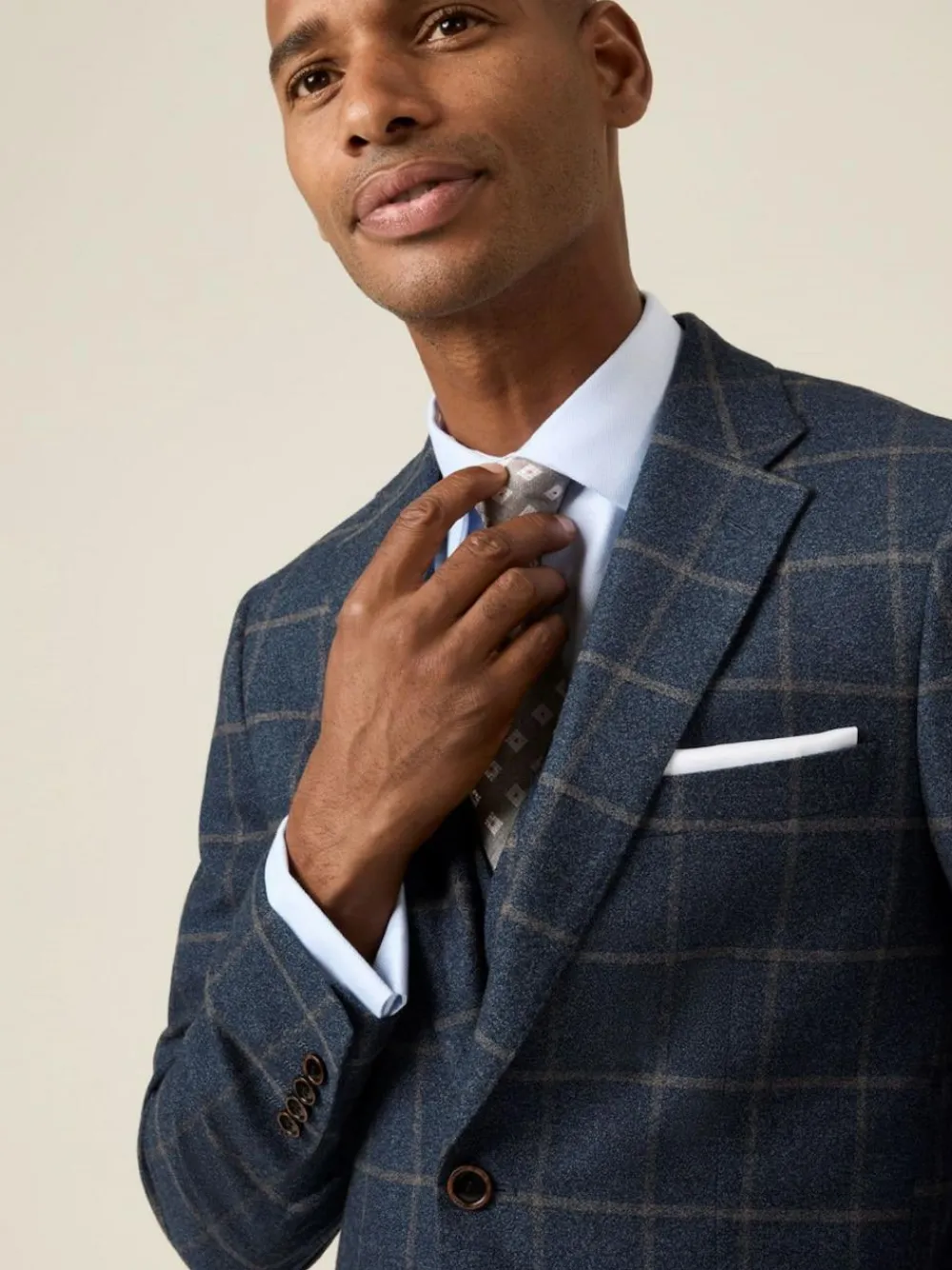 Skopes Blue Meredith Tailored Fit Suit Jacket Windowpane Check^ Blue Suits|Suits & Tuxedos