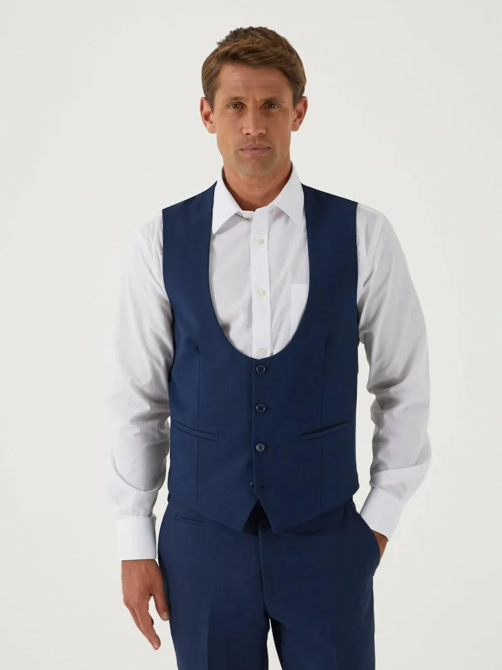 Discount Skopes Milan Scoop Slim Fit Suit Waistcoat Blue