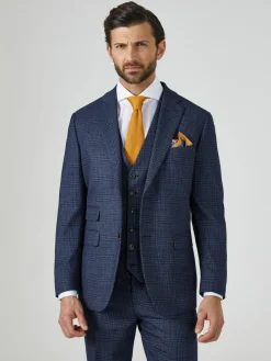 Online Skopes Blue Tailored Fit Woolf Check Suit: Jacket