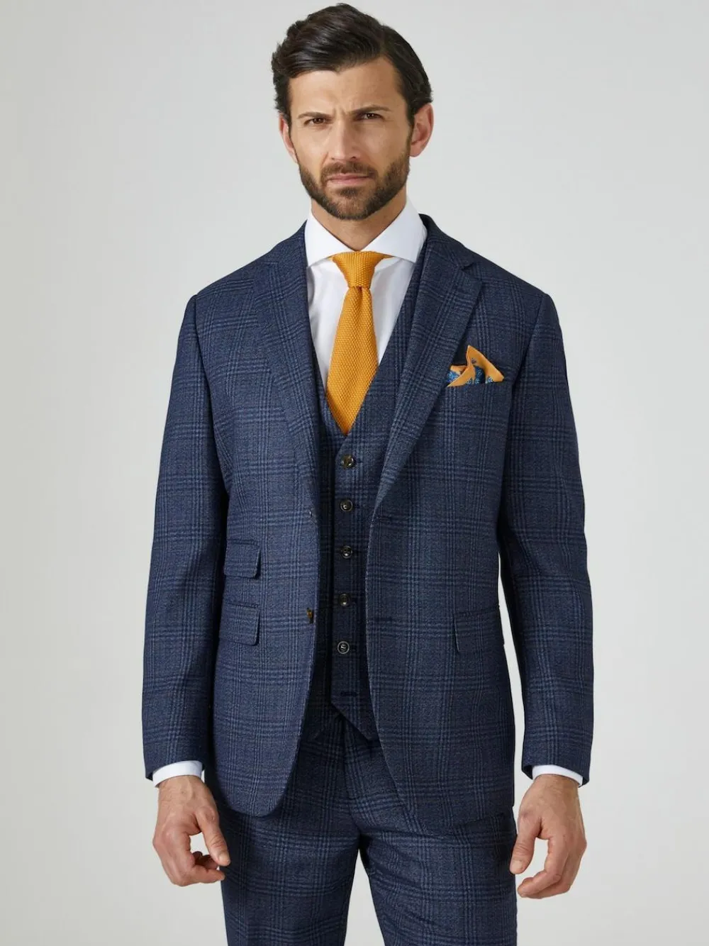 Online Skopes Blue Tailored Fit Woolf Check Suit: Jacket
