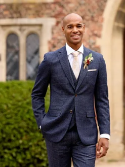 Online Skopes Blue Tailored Fit Woolf Check Suit: Jacket