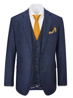 Online Skopes Blue Tailored Fit Woolf Check Suit: Jacket
