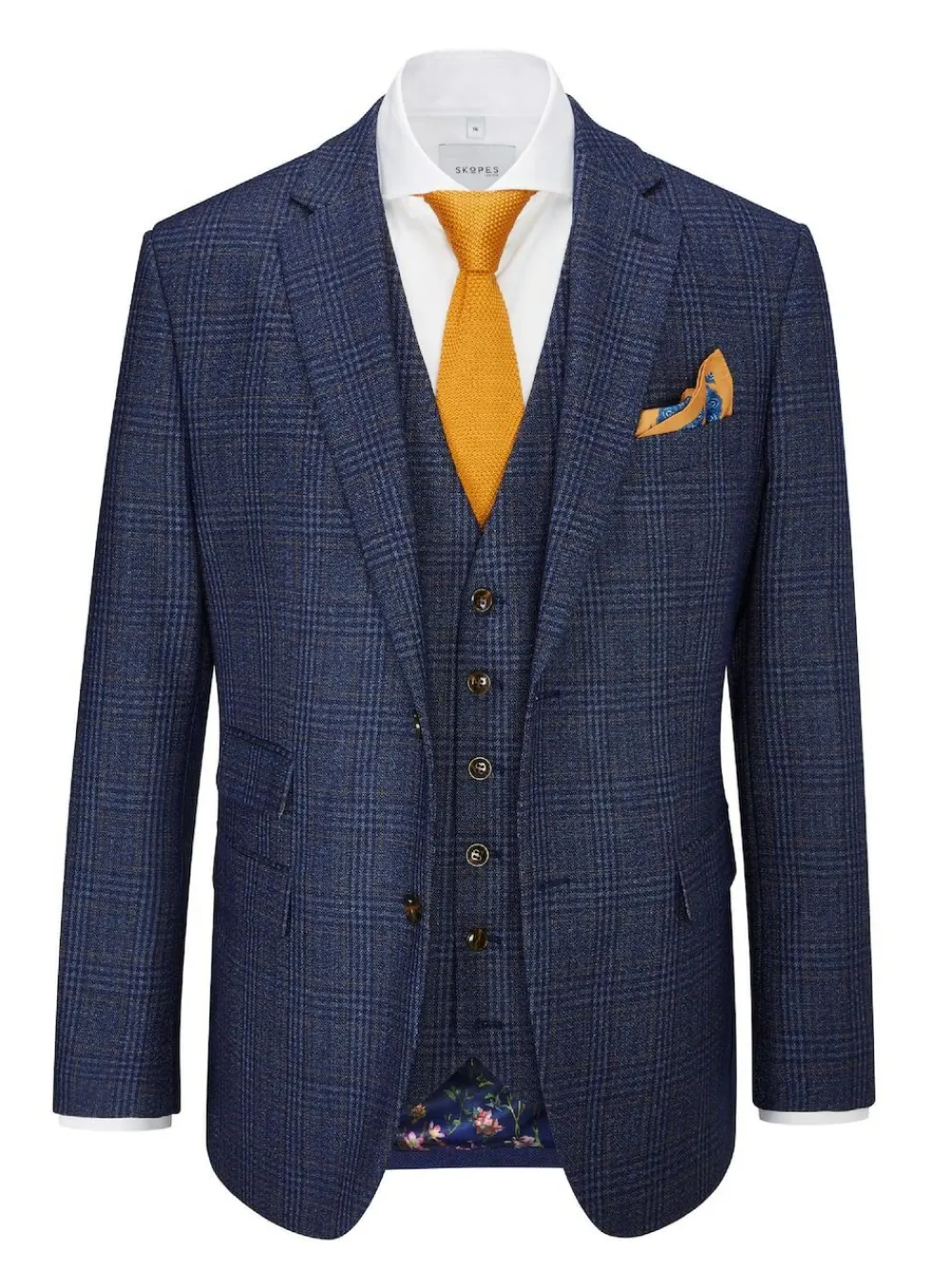 Online Skopes Blue Tailored Fit Woolf Check Suit: Jacket
