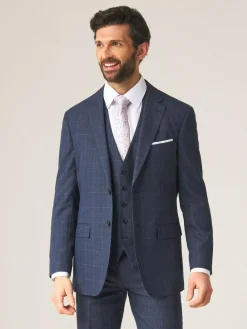 Clearance Skopes Tailored Fit Anello Check Suit Jacket Blue