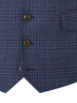 Hot Skopes Blue Woolf Check Tailored Fit Suit Waistcoat