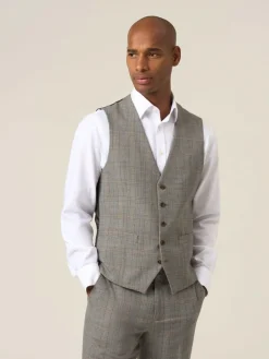 Clearance Skopes Brown Haley Check Suit Waistcoat