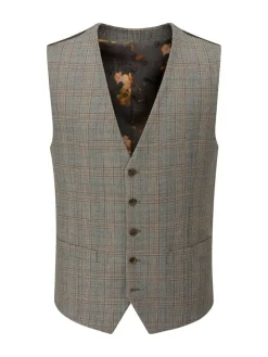 Clearance Skopes Brown Haley Check Suit Waistcoat