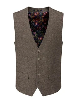 Skopes Brown Jude Tweed Tailored Fit Suit Waistcoat^ Vests