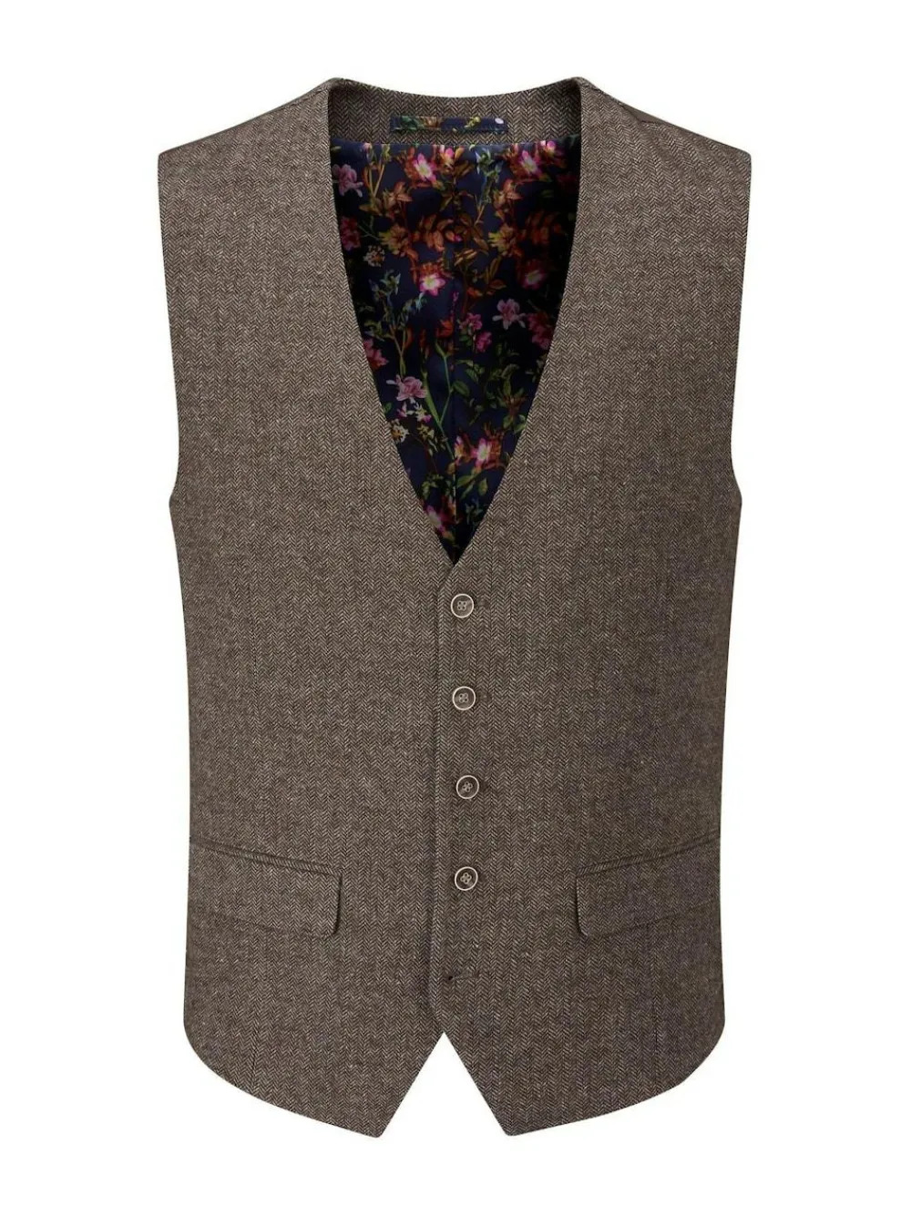 Skopes Brown Jude Tweed Tailored Fit Suit Waistcoat^ Vests