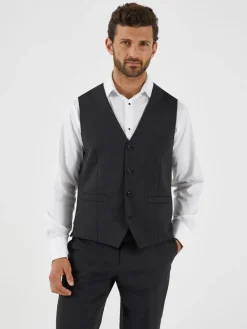 Hot Skopes Single Breasted Wool Rich Darwin Suit Waistcoat Charcoal Grey
