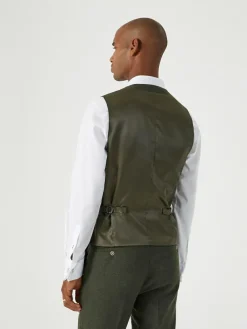 Sale Skopes Dark Green Jude Tweed Tailored Fit Suit Waistcoat