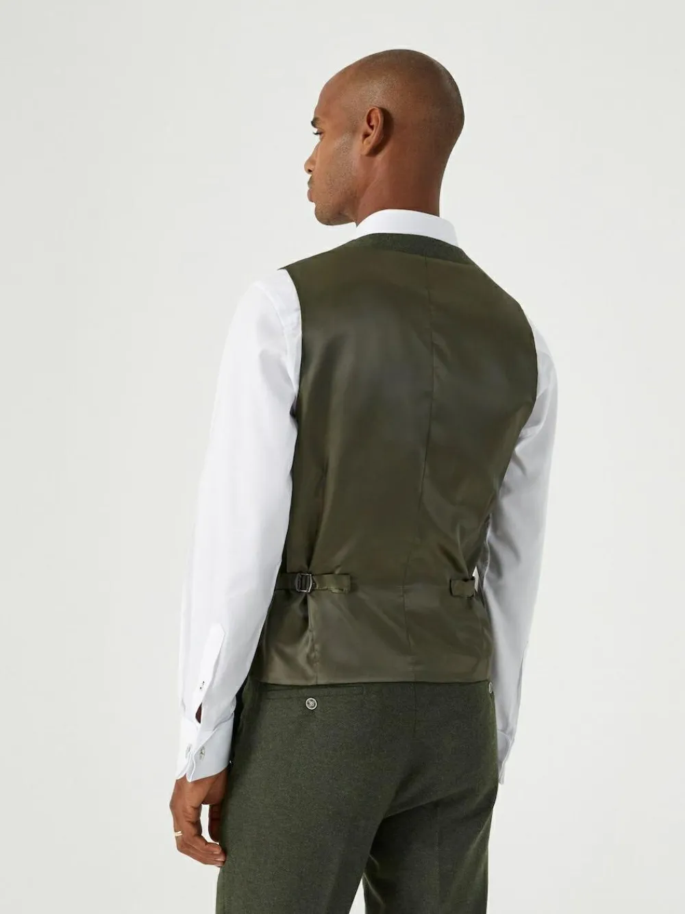 Sale Skopes Dark Green Jude Tweed Tailored Fit Suit Waistcoat