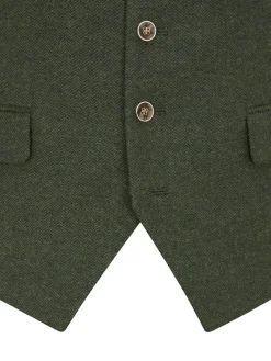 Sale Skopes Dark Green Jude Tweed Tailored Fit Suit Waistcoat