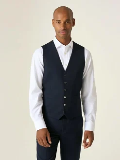 Skopes Dark Navy Blue Single Breasted Harcourt Single Breasted Tailored Fit Suit Waistcoat^ Vests