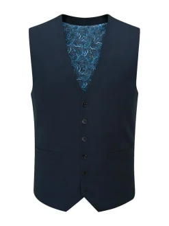 Skopes Dark Navy Blue Single Breasted Harcourt Single Breasted Tailored Fit Suit Waistcoat^ Vests