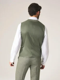 Hot Skopes Green Jude Tweed Tailored Fit Suit Waistcoat