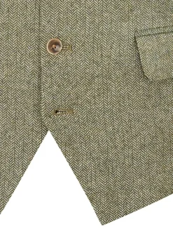 Hot Skopes Green Jude Tweed Tailored Fit Suit Waistcoat